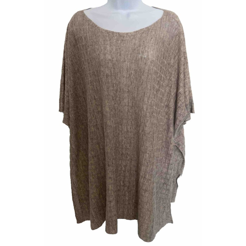 Eileen Fisher Taupe Scoop-Neck Knit Caftan